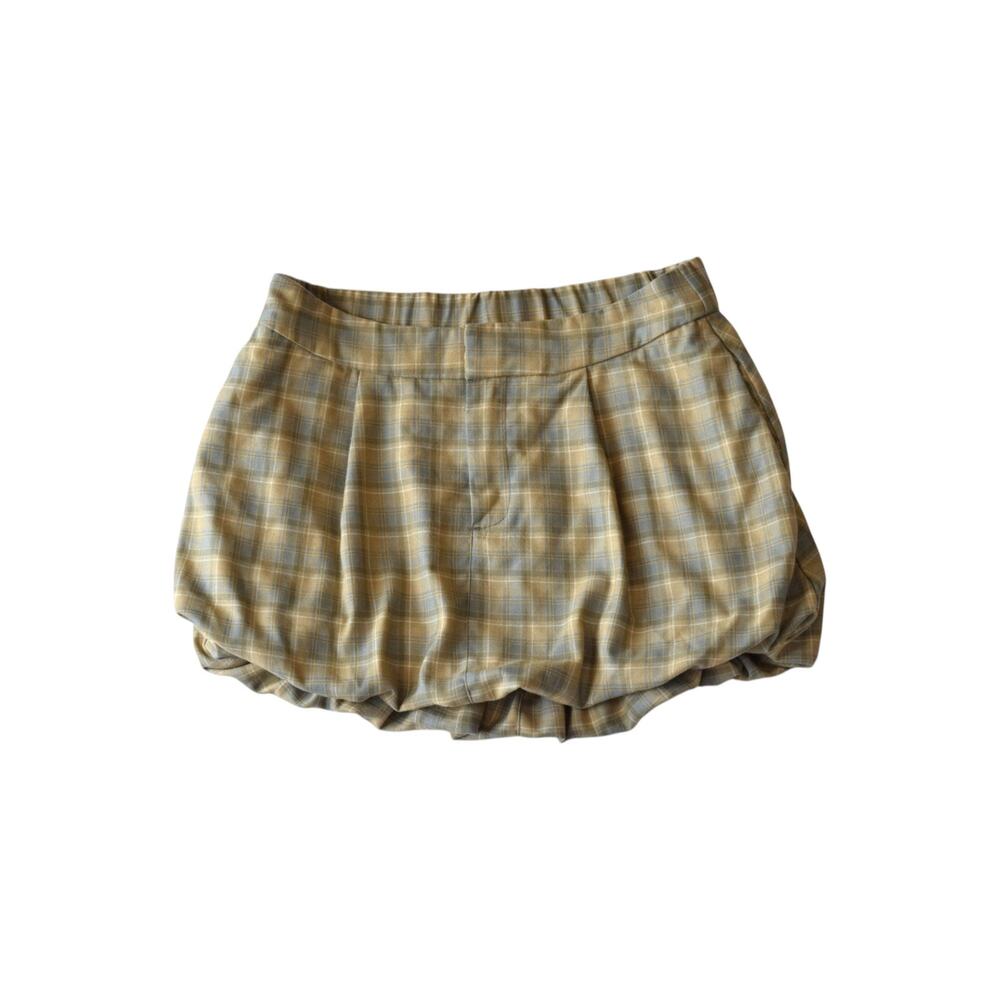 Emerson Lang Plaid Bubble Mini Skirt With Pockets Medium